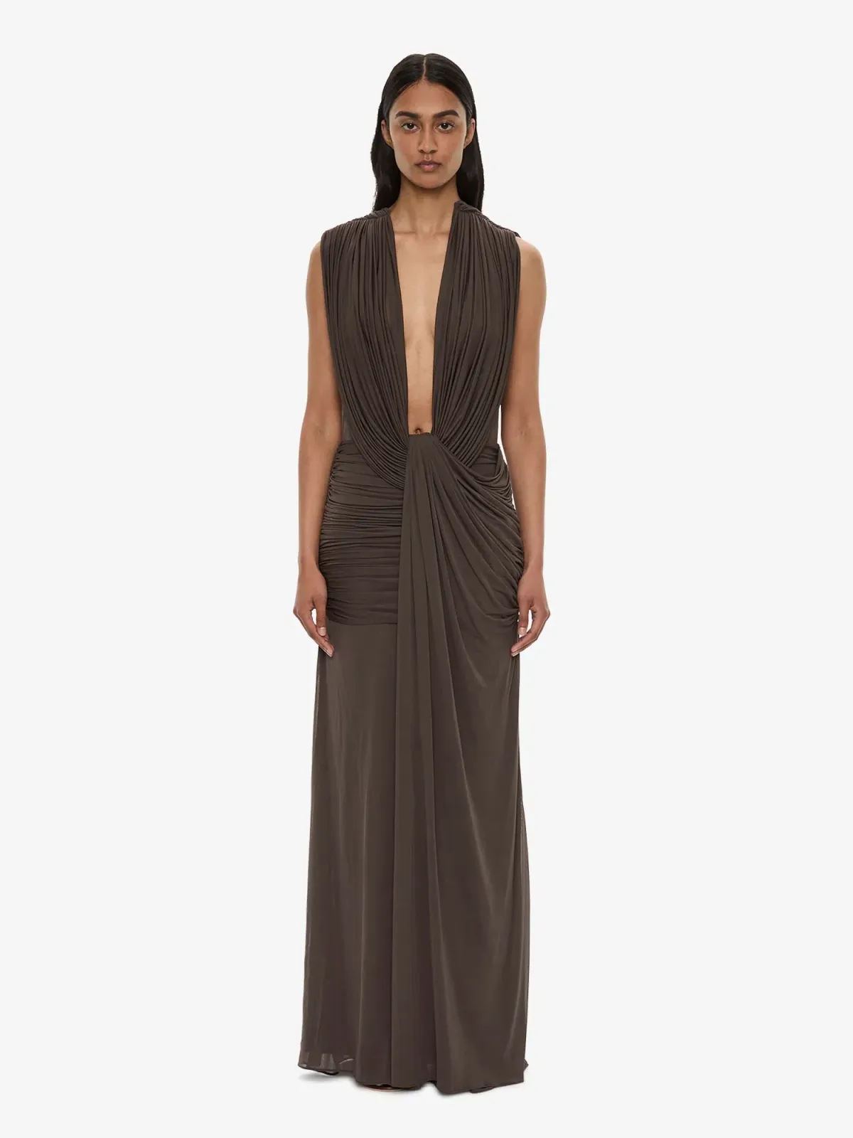 Christopher Esber Ripple Drape Gown Husk Size 6 for rent on The Volte - main image