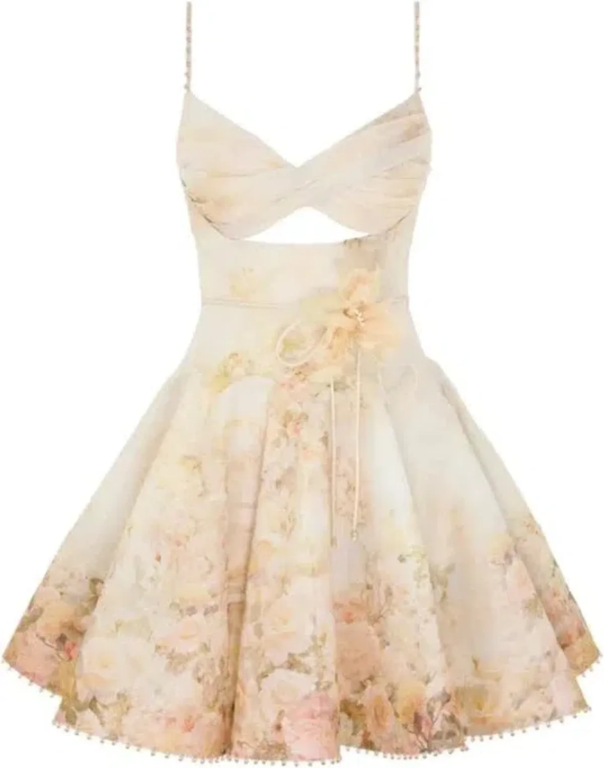 Zimmermann Memento Twist Front Mini Dress Rose Arbor Size 0 for rent on The Volte - main image