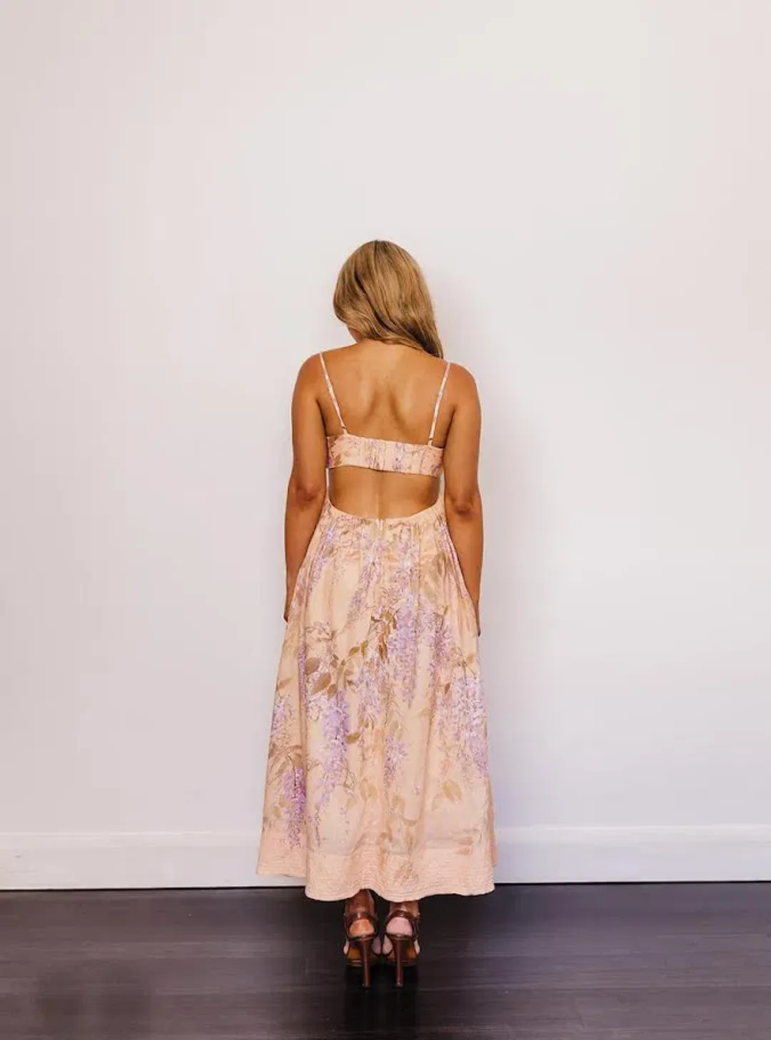 πΈ ZIMMERMAN Rosa Bralette Midi Dress β Lilac Pink Wisteria Floral Maxi β Size 2 / AU 12 πΈ for rent on The Volte - main image