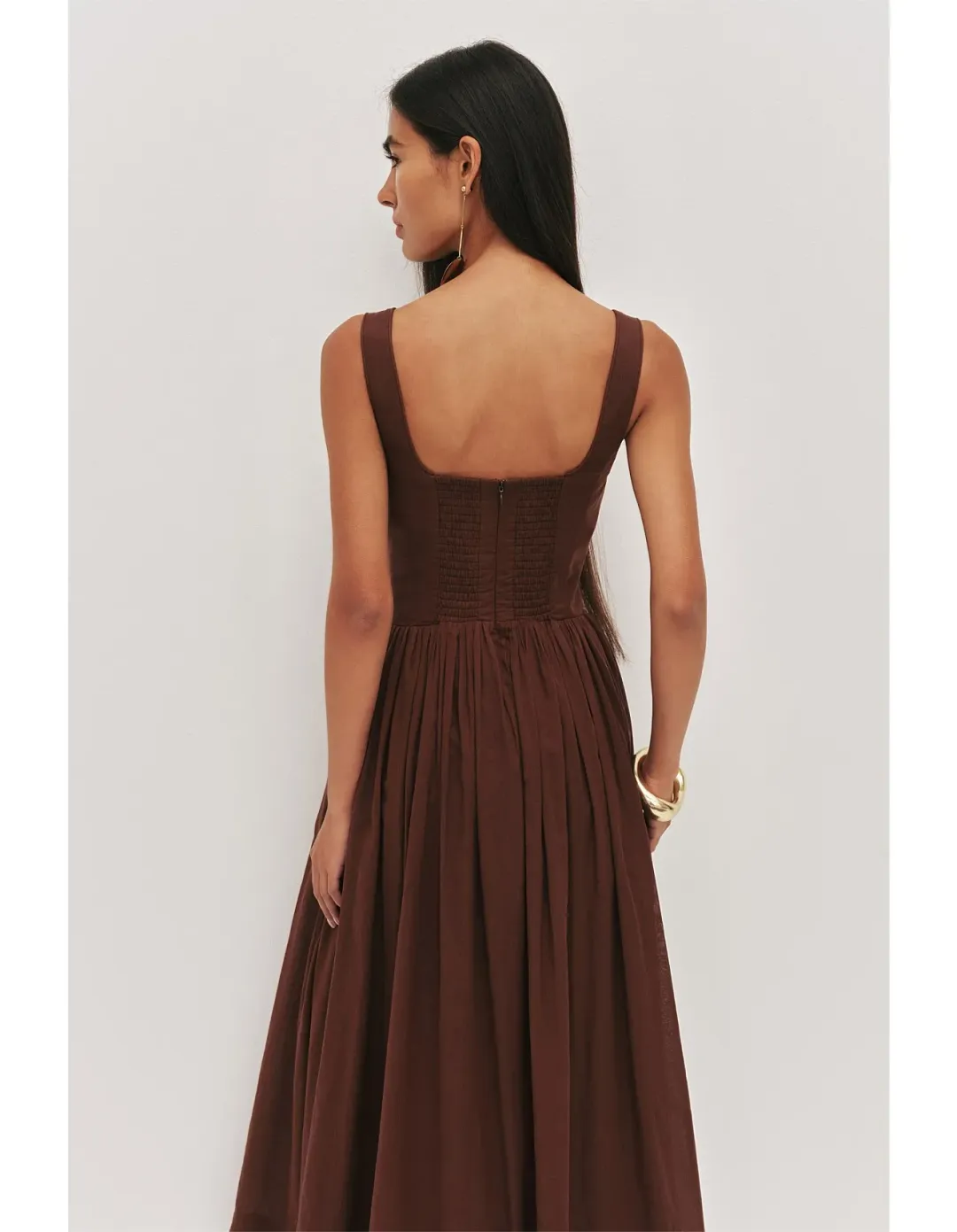 Aje Sunny Midi Dress Size 8 Chocolate for rent on The Volte - main image