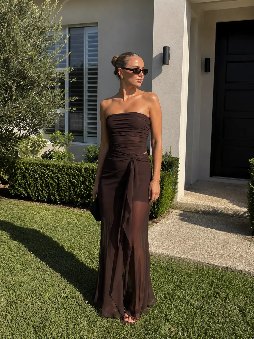 BEC & BRIDGE JEHNAYA STRAPLESS MAXI / CHOCOLATE / SIZE 8 for rent on The Volte - main image