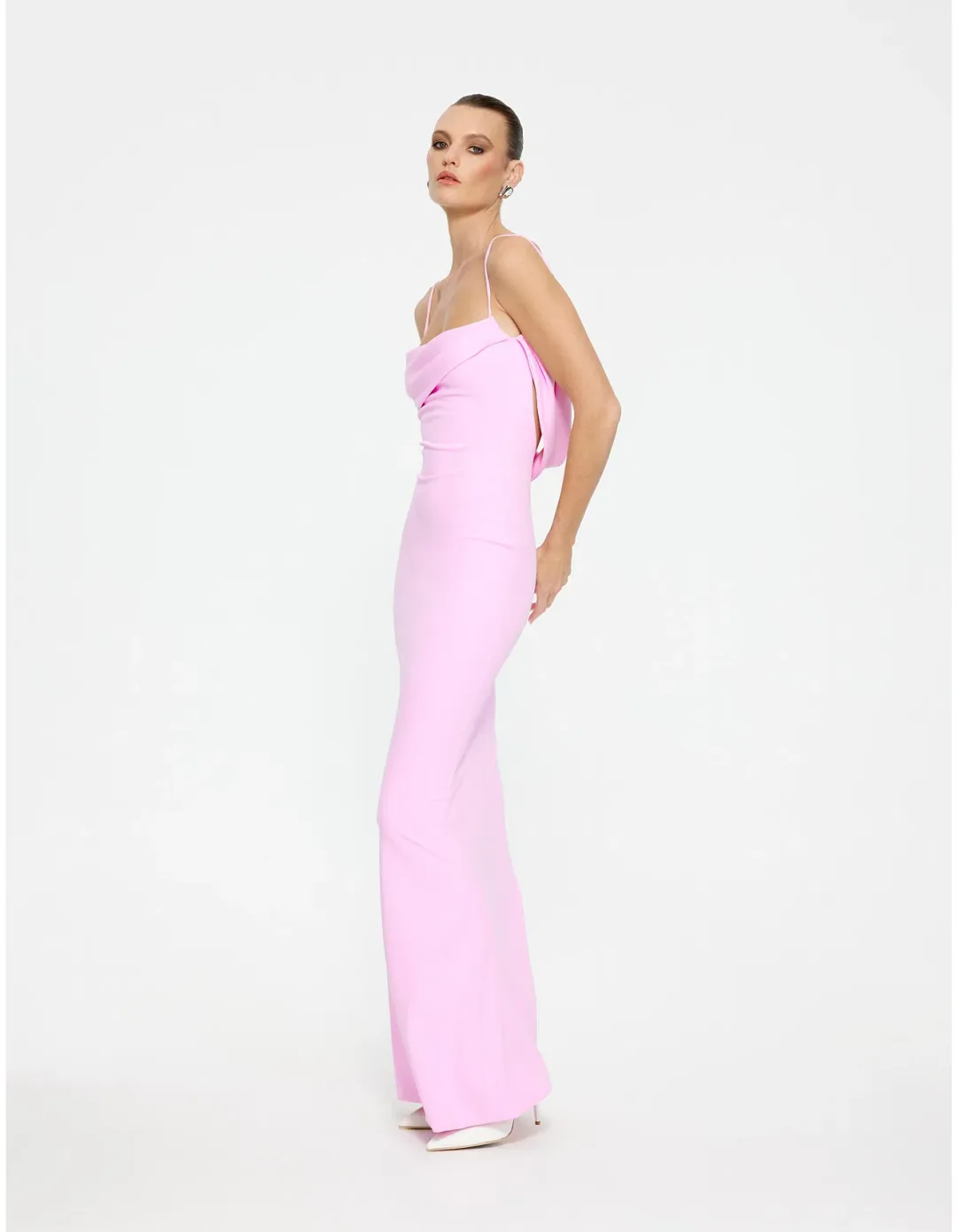 Effie Kats - Havilland Low Back Floor Length Gown "Taffy Pink" Size S for rent on The Volte - main image