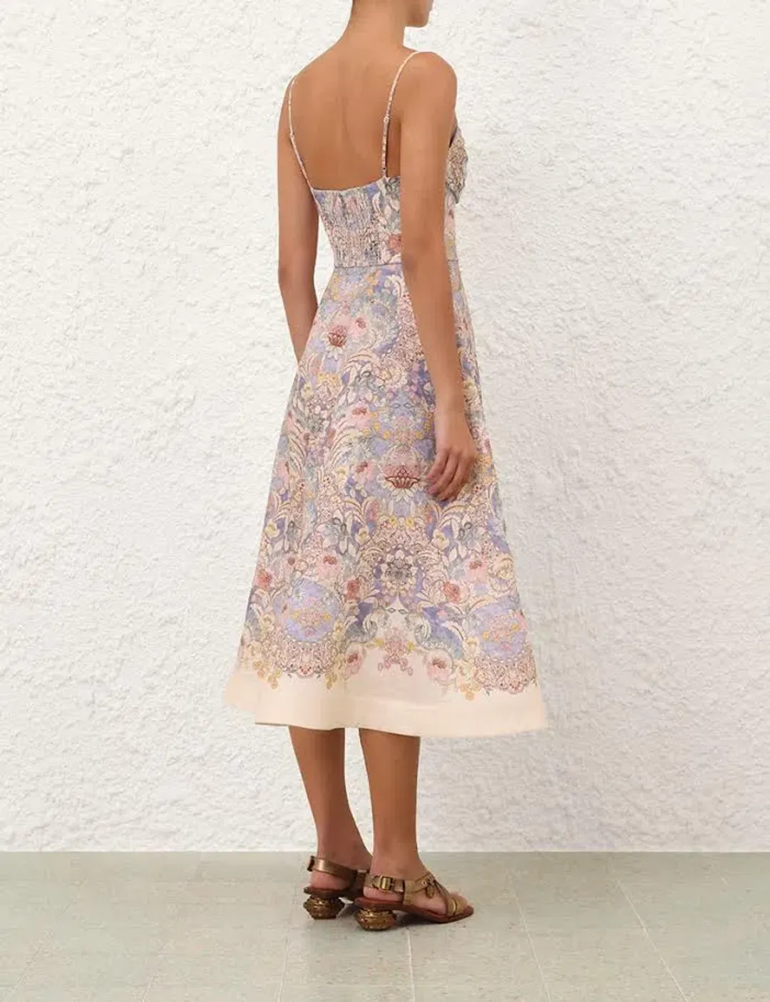 🌸💙 New ZIMMERMAN Rebellion Tuck Summer Midi Dress – Blue Floral – Size 10 AU (sz 1) 🌸 for rent on The Volte - main image