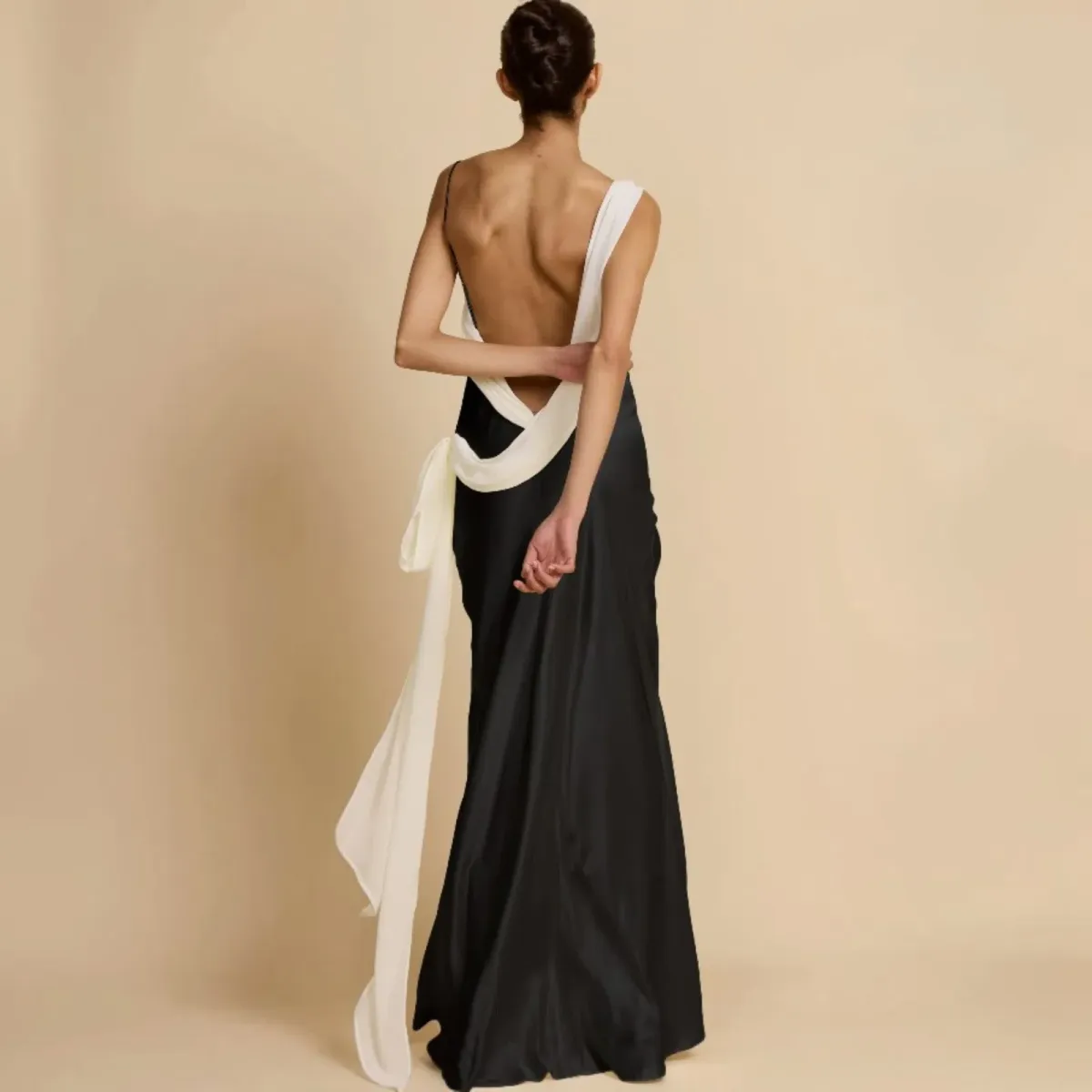 Arcina Ori Helena Dress Black & Ivory Small for rent on The Volte - main image