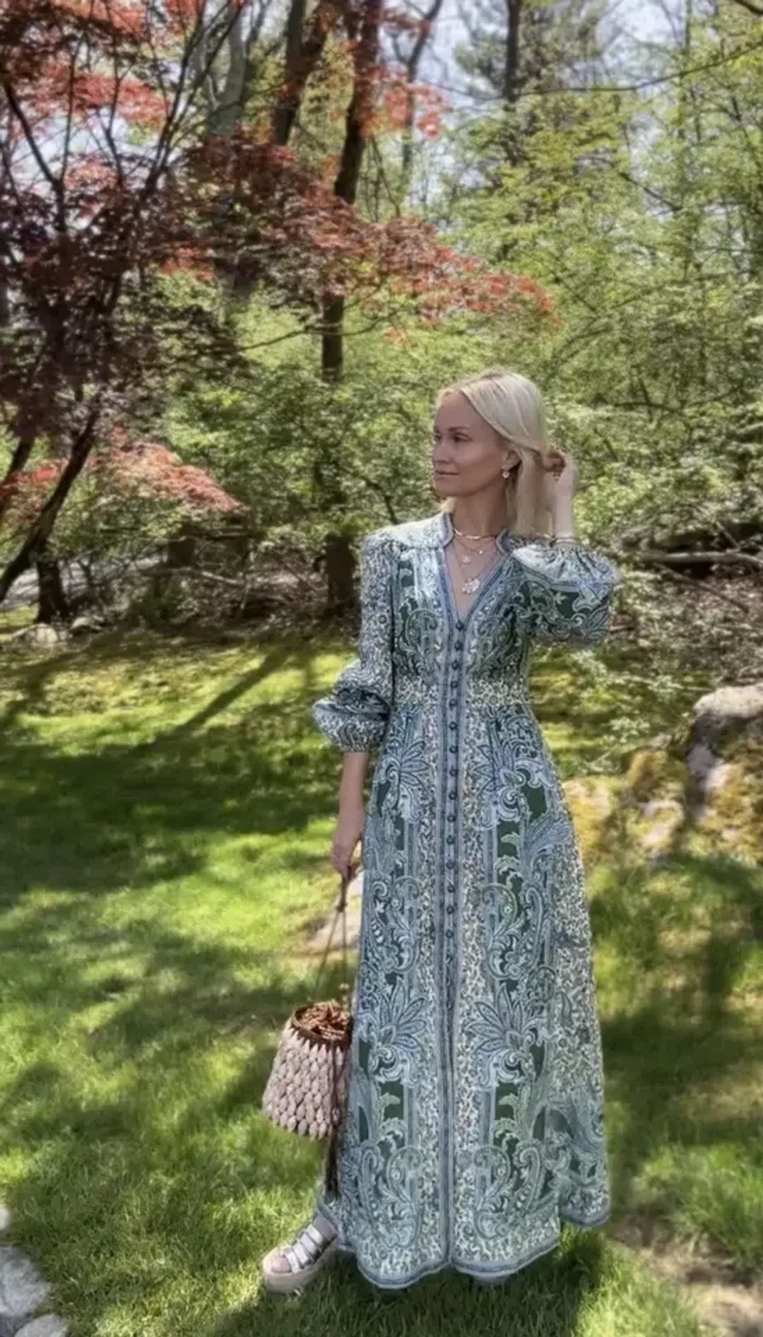 Zimmermann Ottie Plunge Midi Dress Size 2 / AU 12  for rent on The Volte - main image