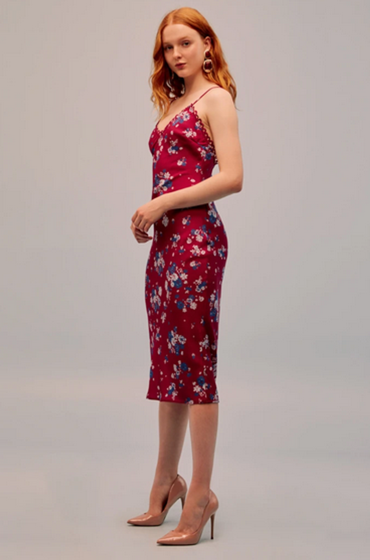 Keepsake The Label Cherished Midi Dress in Raspberry Bloom Floral Size 10 for rent on The Volte - main image