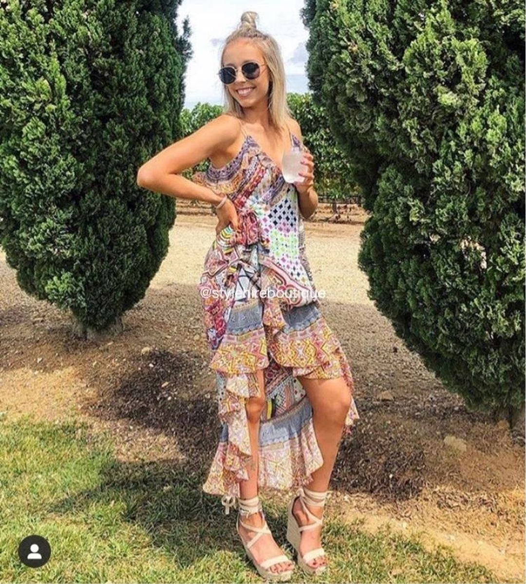 Camilla Girls Club Frill Midi Dress Print Size 10/M for rent on The Volte - main image