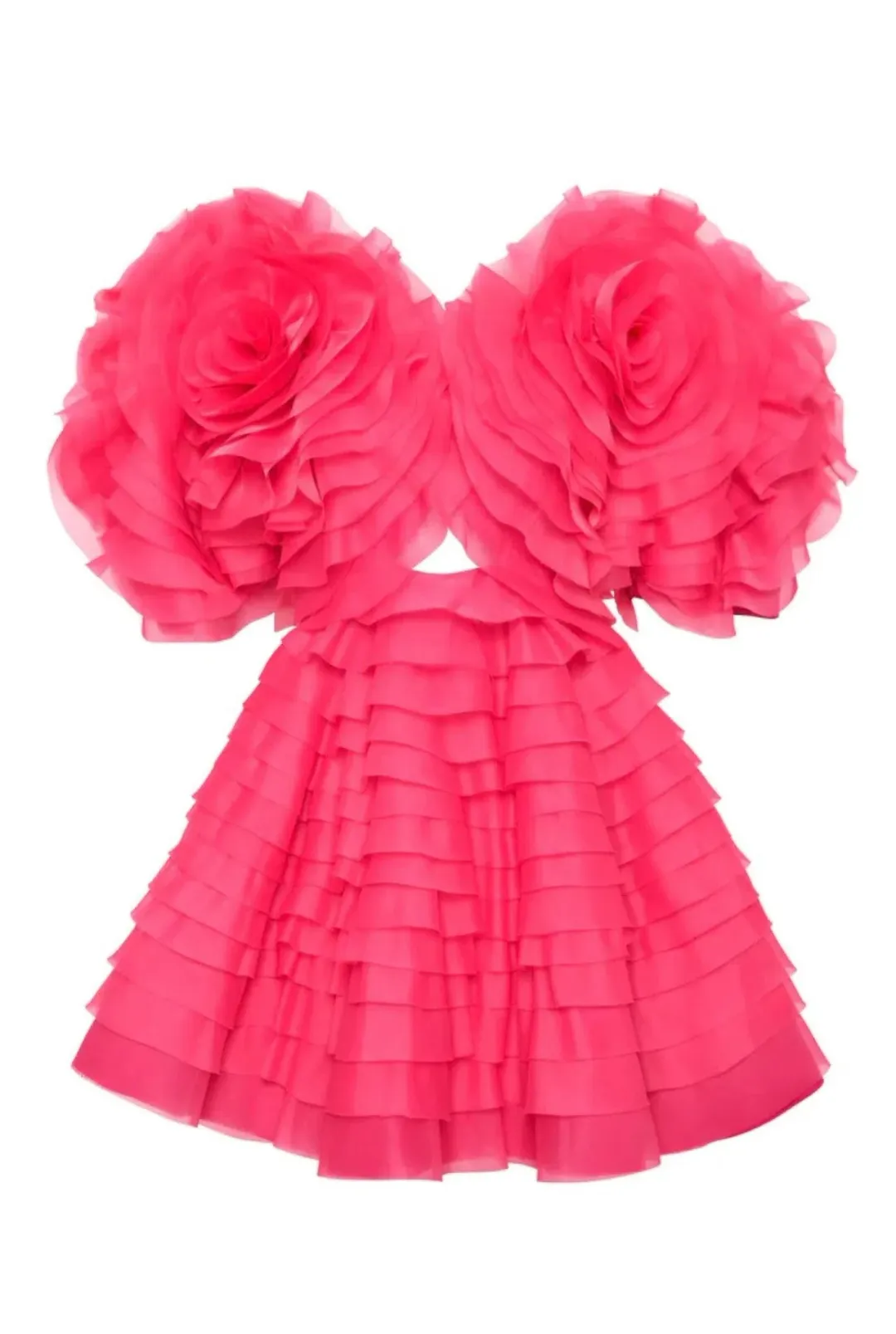 Aje Amour Pink Petal Ruffle Mini Dress | Size AU 6 for rent on The Volte - main image