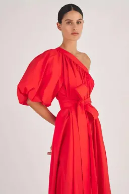 Oroton One Shoulder Dress in True Red Size 8 for rent on The Volte - image 2