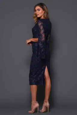 Elle Zeitoune Matisse Midi Dress Midnight Blue Size 12 for rent on The Volte - image 3