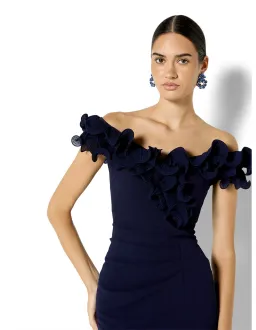 Montique Ellie Ruffle Detail Cocktail Dress Size 10 Navy for rent on The Volte - image 3