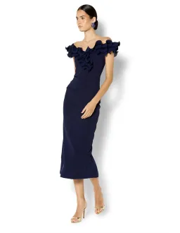 Montique Ellie Ruffle Detail Cocktail Dress Size 10 Navy for rent on The Volte - image 2