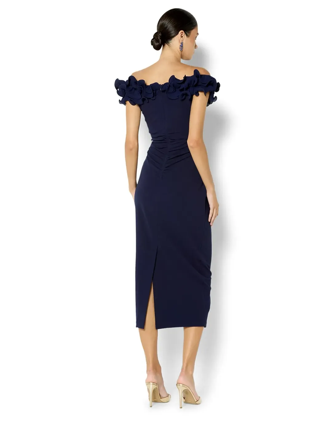 Montique Ellie Ruffle Detail Cocktail Dress Size 10 Navy for rent on The Volte - main image
