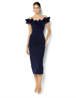 Montique Ellie Ruffle Detail Cocktail Dress Size 10 Navy for rent on The Volte - image 1
