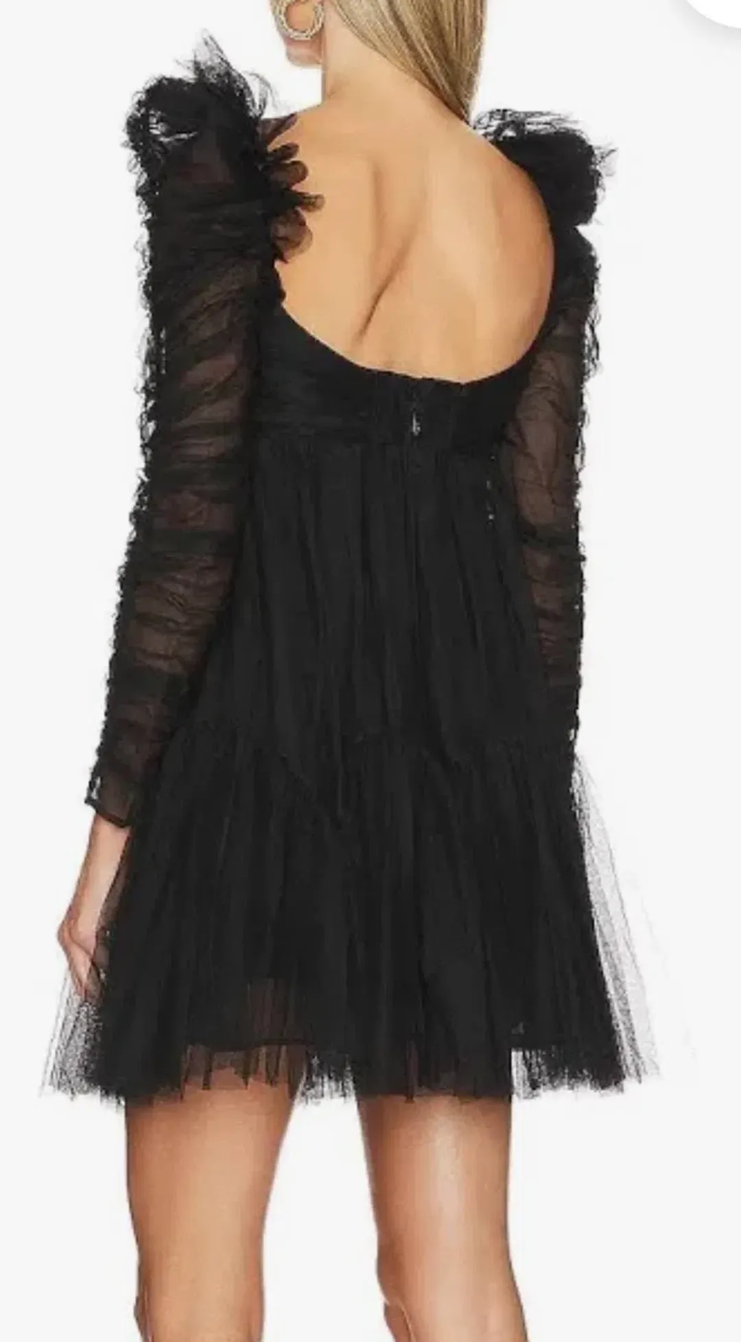 Zimmermann Ruched Tulle Mini Dress – Black Size: 0P  for rent on The Volte - main image