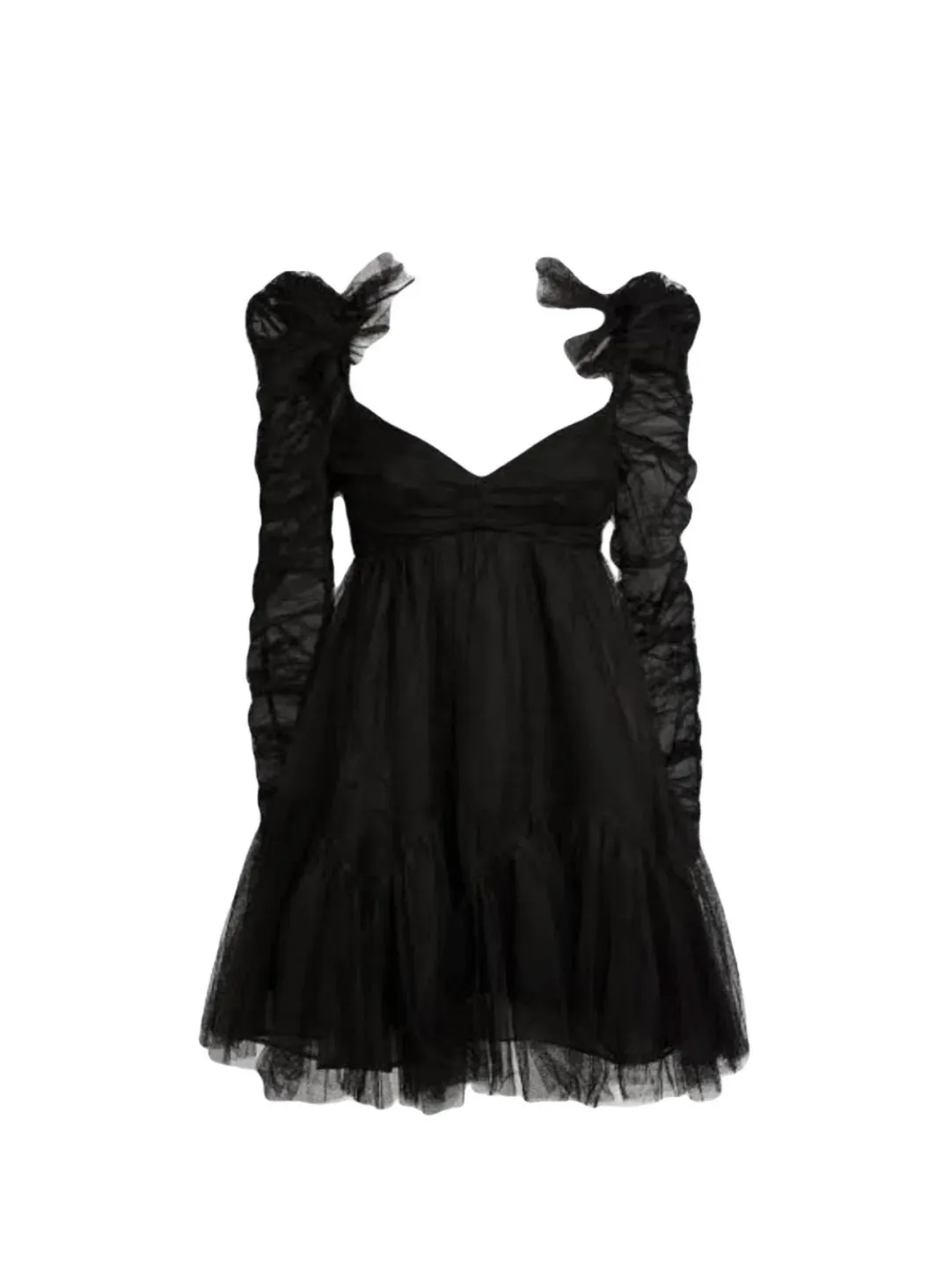 Zimmermann Ruched Tulle Mini Dress – Black Size: 0P  for rent on The Volte - main image