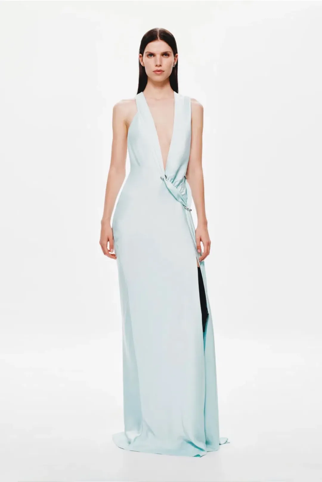 Misha / Harlow Satin Dress / Ice Blue / Size M/10 for rent on The Volte - main image