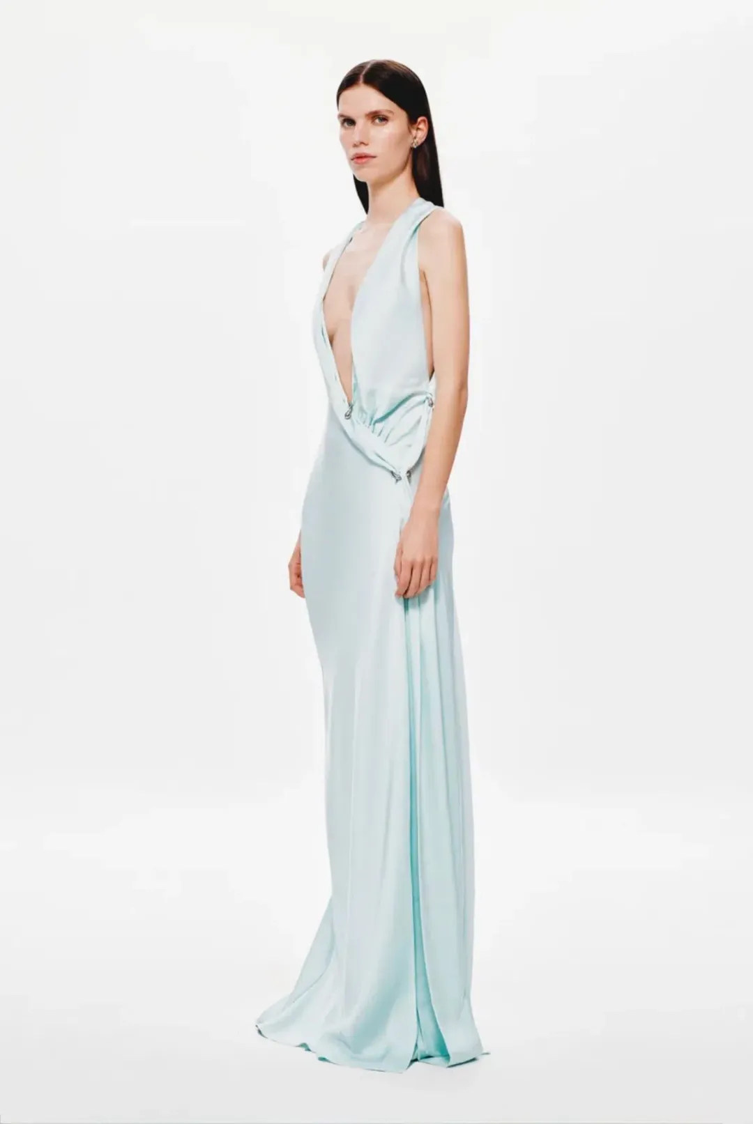 Misha / Harlow Satin Dress / Ice Blue / Size M/10 for rent on The Volte - main image