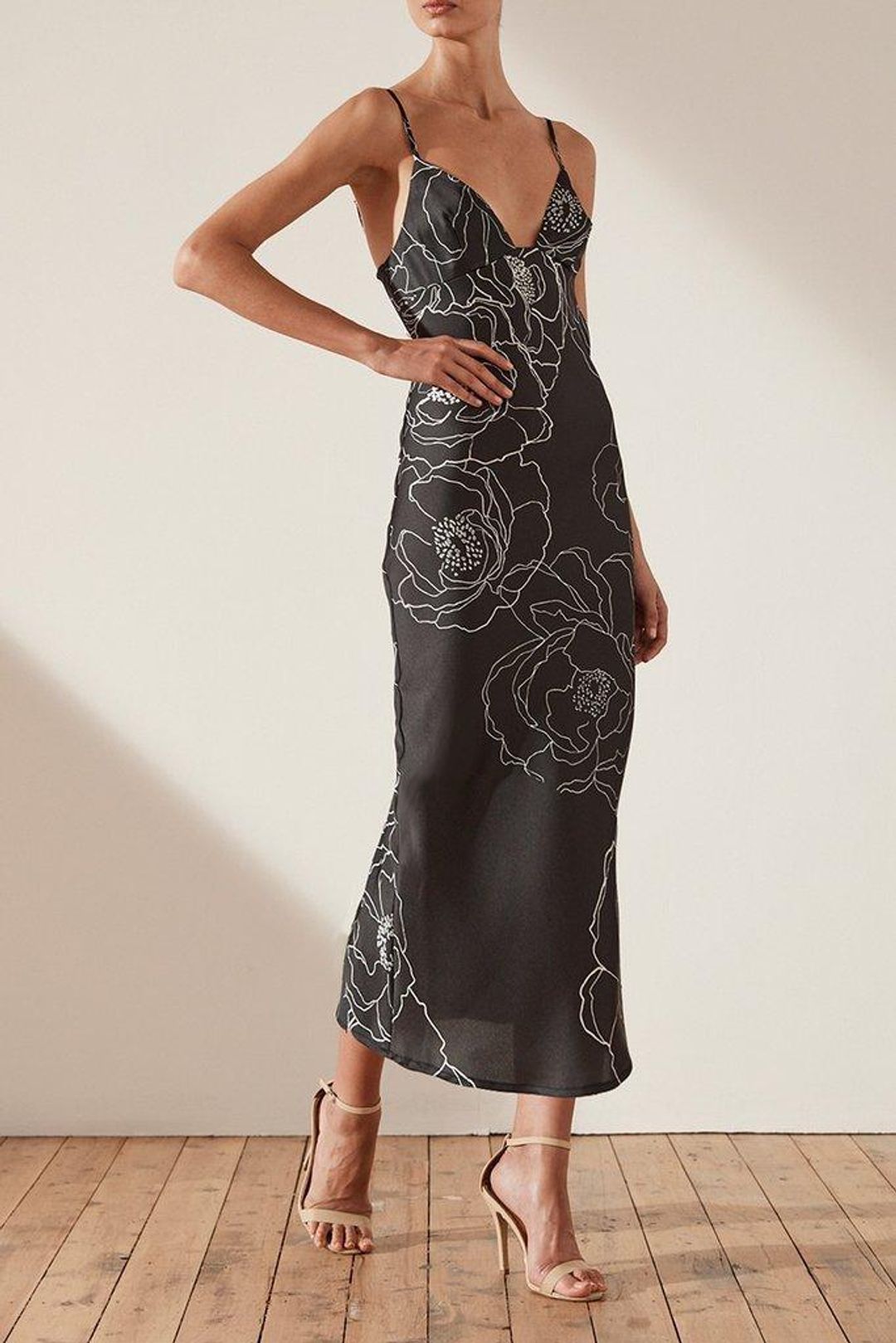 Shona Joy Lucca Bias Slip Midi Dress Black Size 8 for rent on The Volte - main image