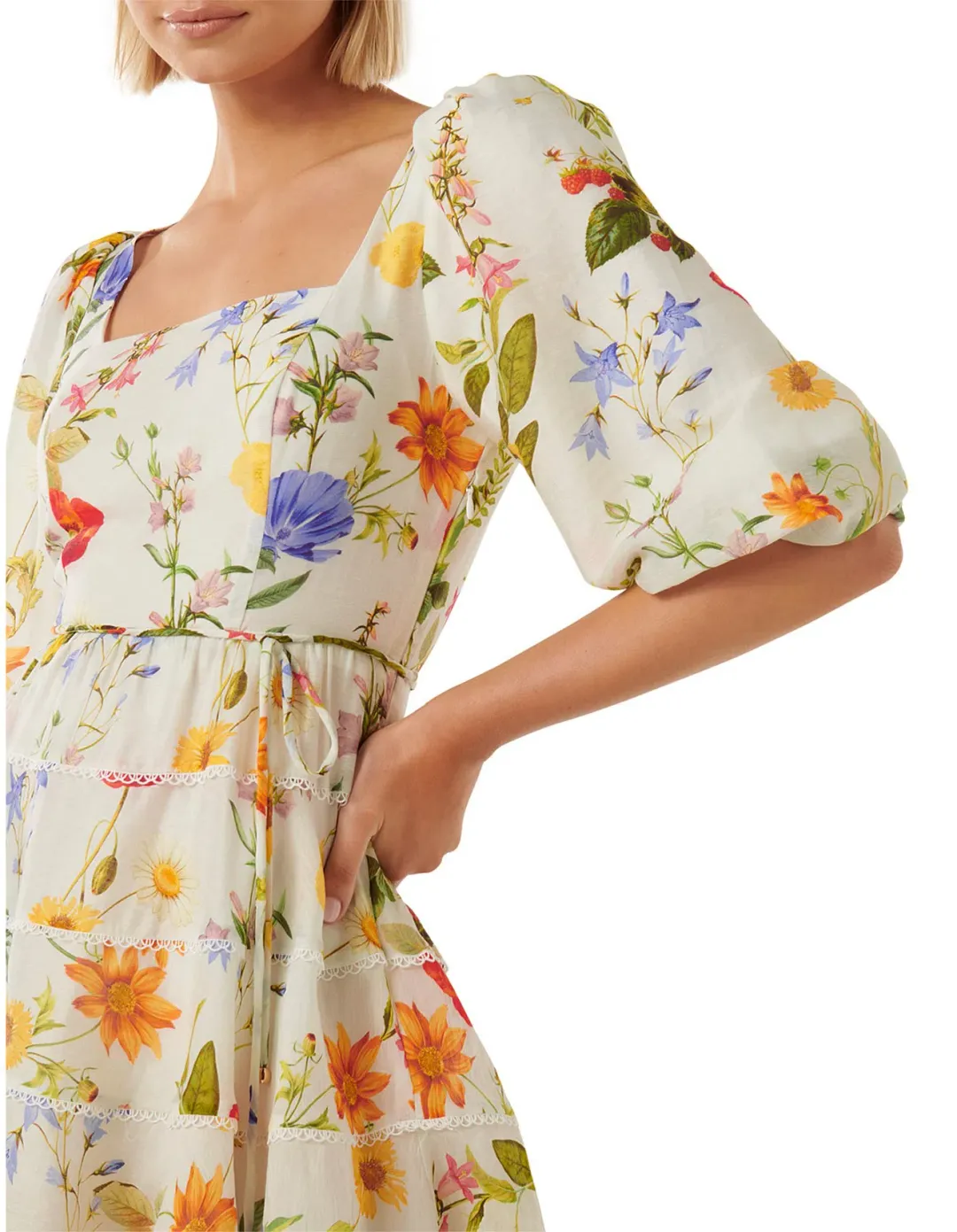 Esmie Tiered Floral Skater Dress for rent on The Volte - main image