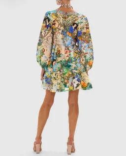 Camilla Short Tie Front Blouson Mini Dress Floral Size 16 for rent on The Volte - image 4