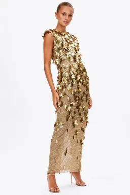 Rachel Gilbert Hugo Maxi Gown Gold Size 3 / AU12 for rent on The Volte - image 1