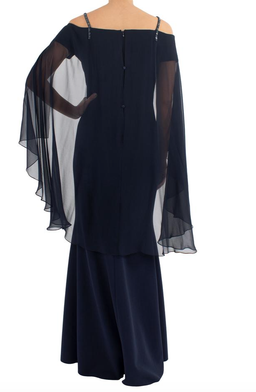Anthea Crawford Downtown Abbey Navy Shawl Gown size 14 for rent on The Volte - image 4