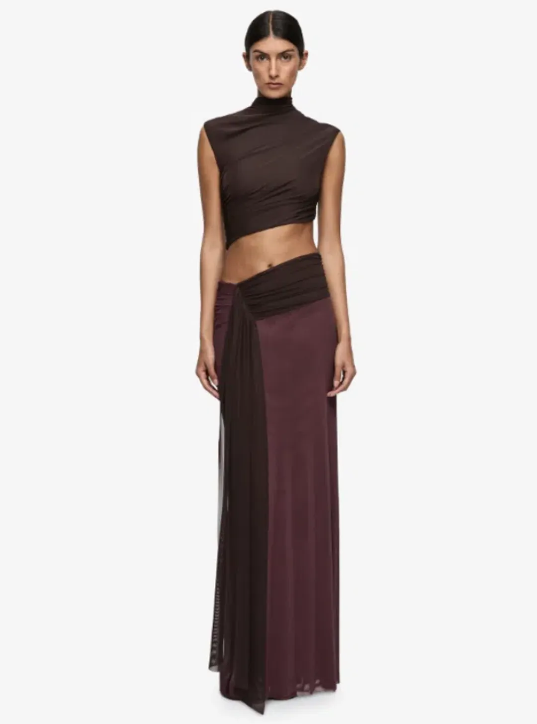 Bec and Bridge Conni Twist Maxi Dress Aubergine Dark Choc Size 12 for rent on The Volte - main image