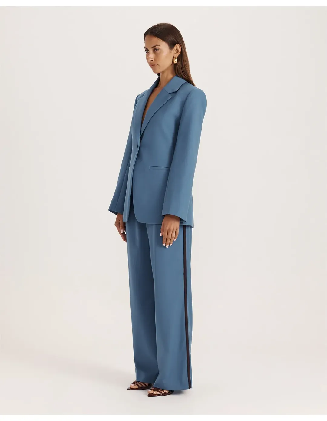 Saba Celeste Wool Contoured Blazer Size 6 Steel Blue for rent on The Volte - main image
