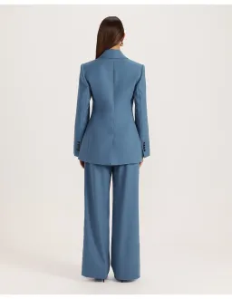 Saba Celeste Wool Contoured Blazer Size 6 Steel Blue for rent on The Volte - image 4