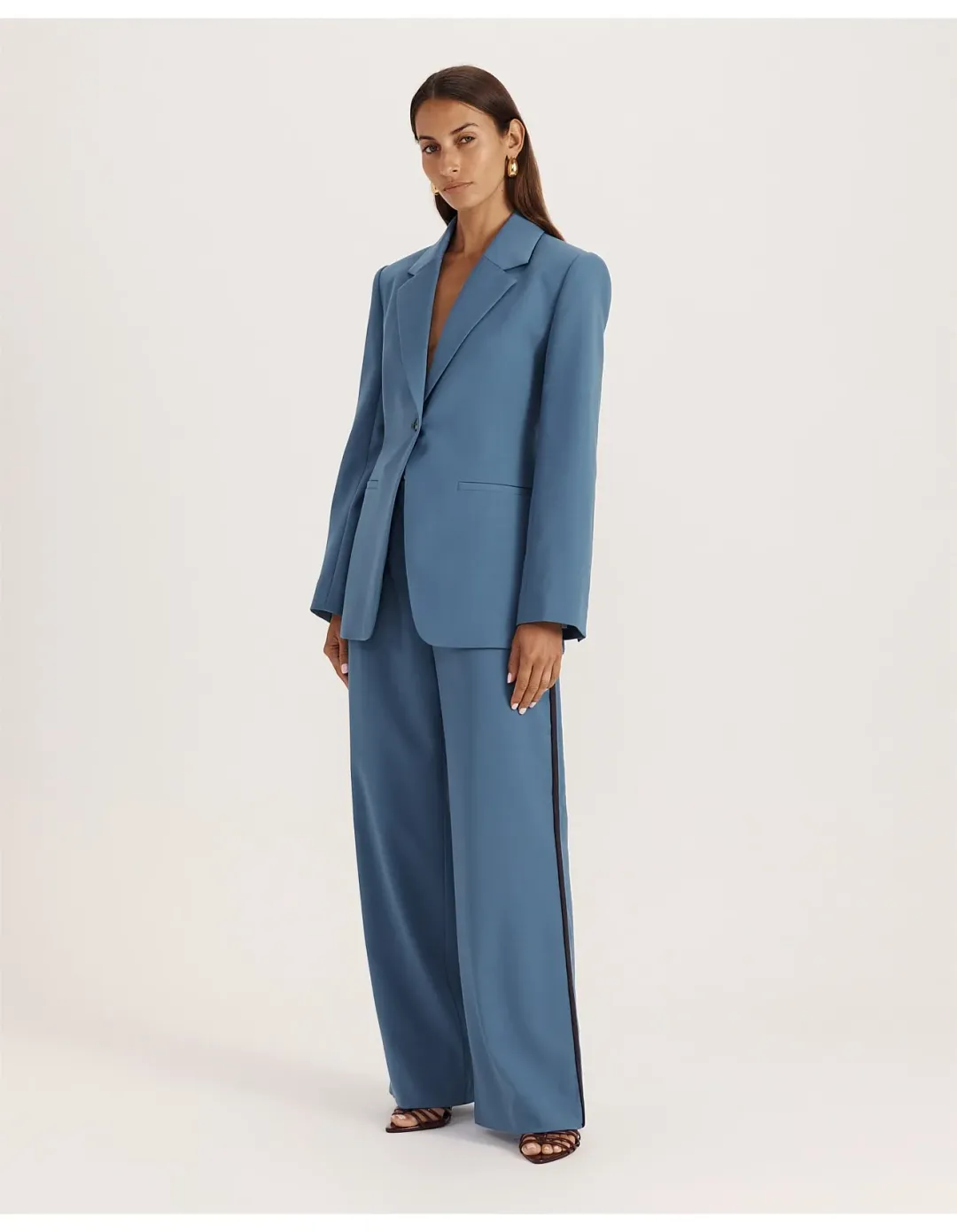 Saba Celeste Wool Contoured Blazer Size 6 Steel Blue for rent on The Volte - main image