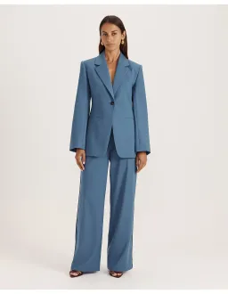 Saba Celeste Wool Contoured Blazer Size 6 Steel Blue for rent on The Volte - image 2
