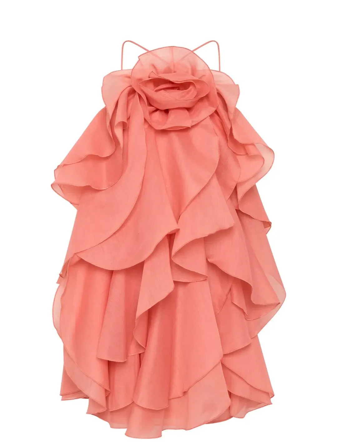 Aje Pandorea Layered Mini Dress - Coral Size 16 for rent on The Volte - main image