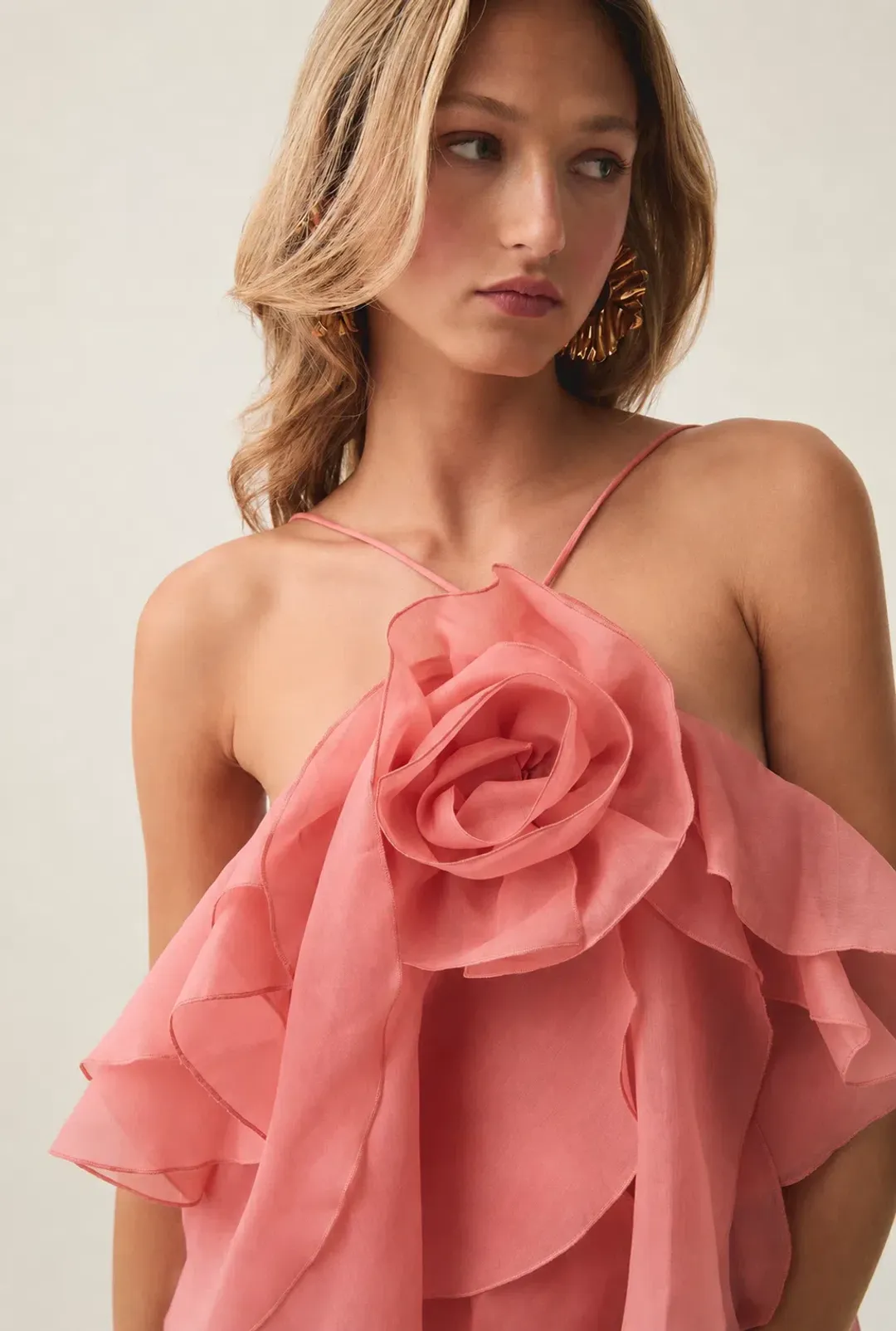 Aje Pandorea Layered Mini Dress - Coral Size 16 for rent on The Volte - main image