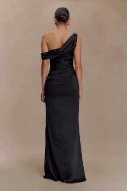 MESHKI Dahlia Off Shoulder Satin Maxi Dress - Black Size L for rent on The Volte - image 2