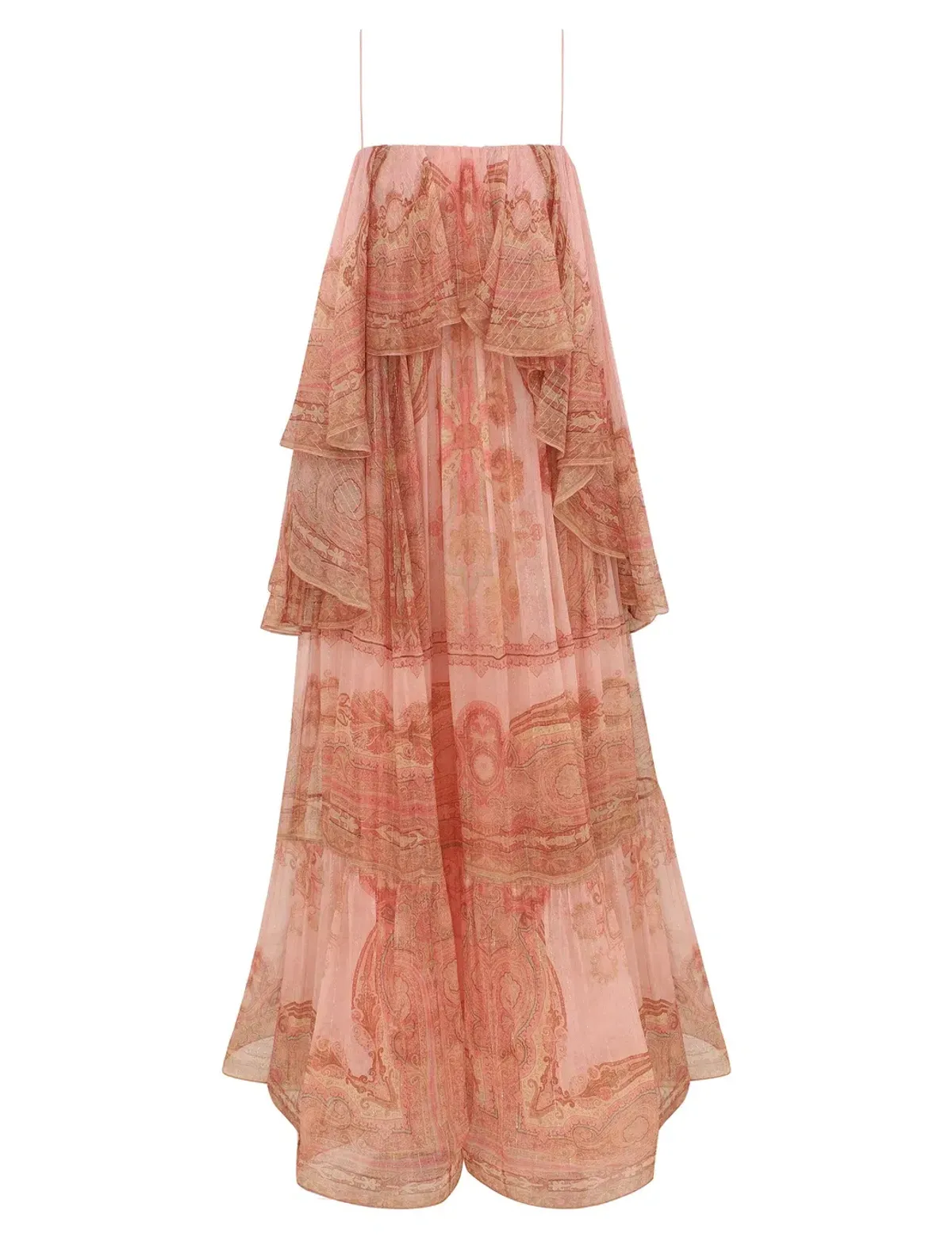 Zimmermann Sundance Frill Maxi Dress Pink Paisley Size 2 for rent on The Volte - main image