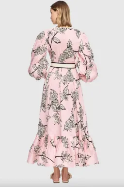LEO LIN Pina Silk Linen Maxi Dress Floral for rent on The Volte - image 2