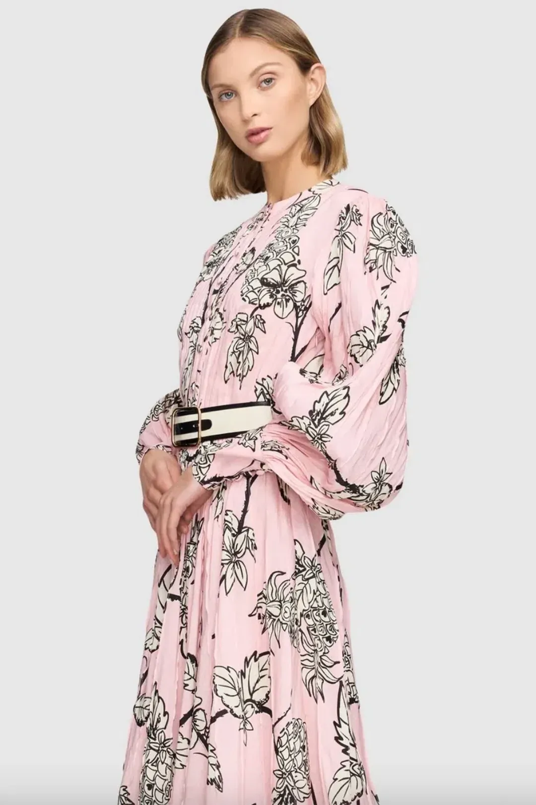 LEO LIN Pina Silk Linen Maxi Dress Floral for rent on The Volte - main image