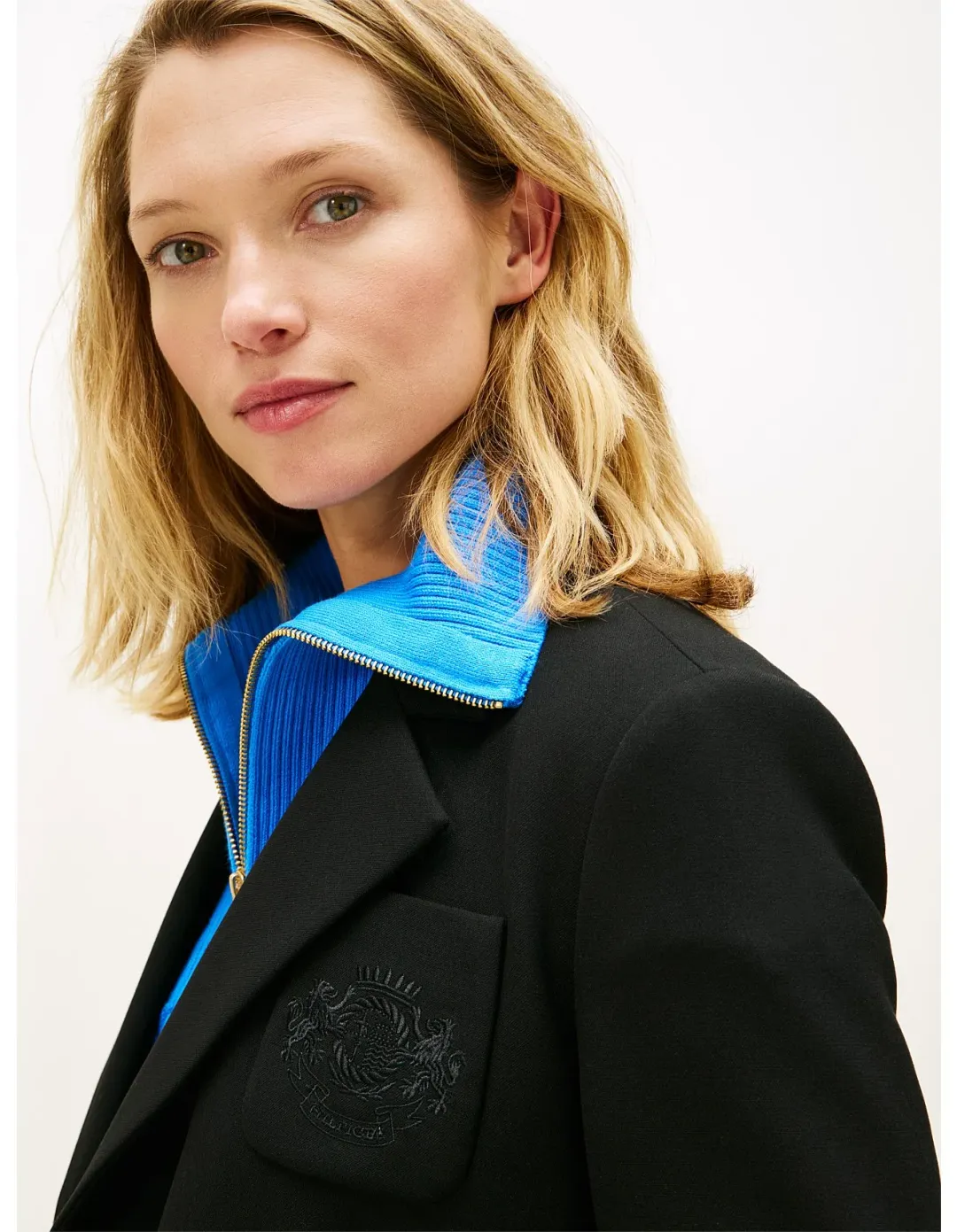 Tommy Hilfiger TH Crest Embroidery Slim Fit Blazer Size 36 EU Black for rent on The Volte - main image