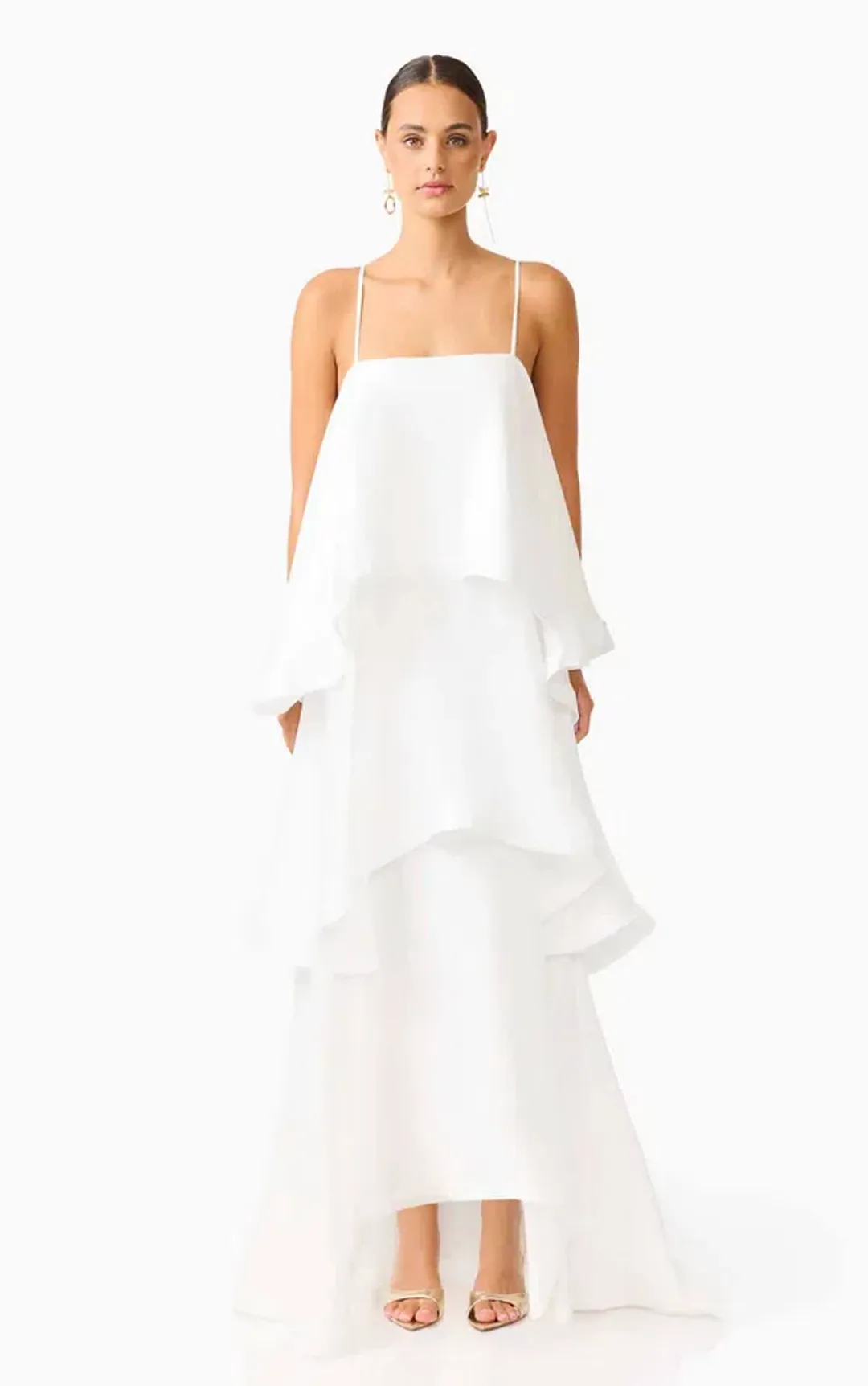 Elliatt Tilly Tiered Maxi Dress in White 6 for rent on The Volte - main image