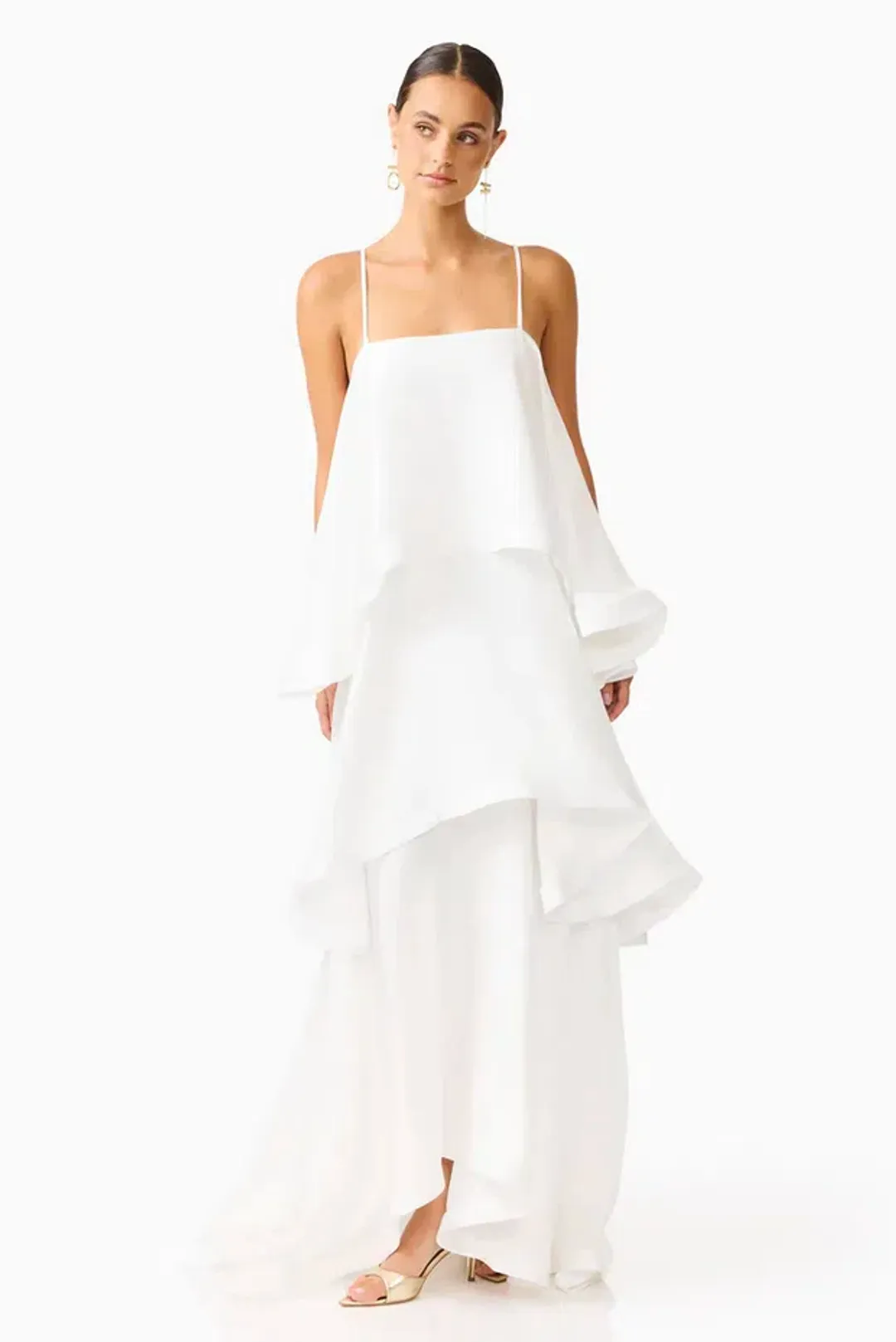 Elliatt Tilly Tiered Maxi Dress in White 10 for rent on The Volte - main image