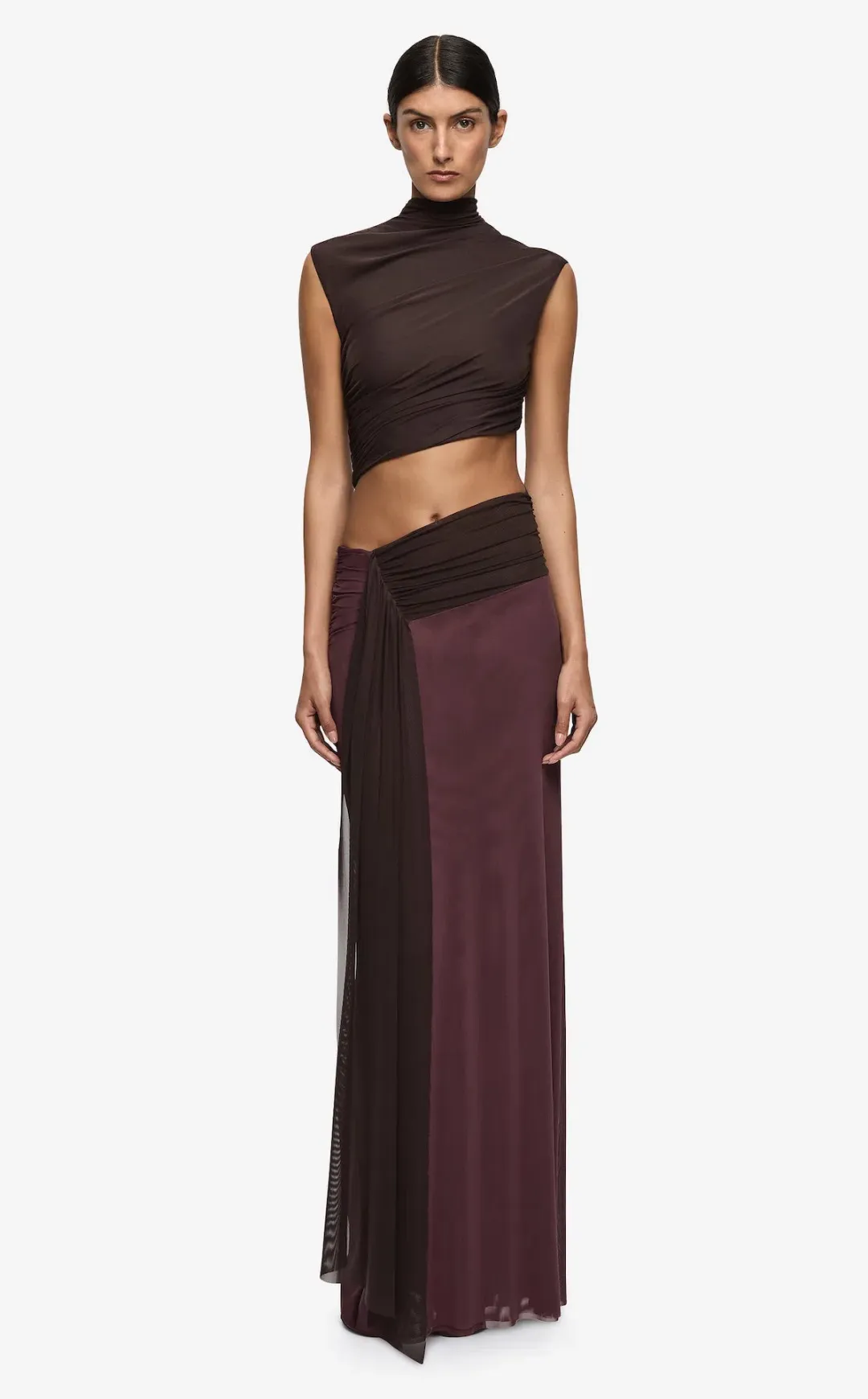 Bec & Bridge Conni Maxi Dress in Dark Chocolate/Aubergine Size AU 8 for rent on The Volte - main image