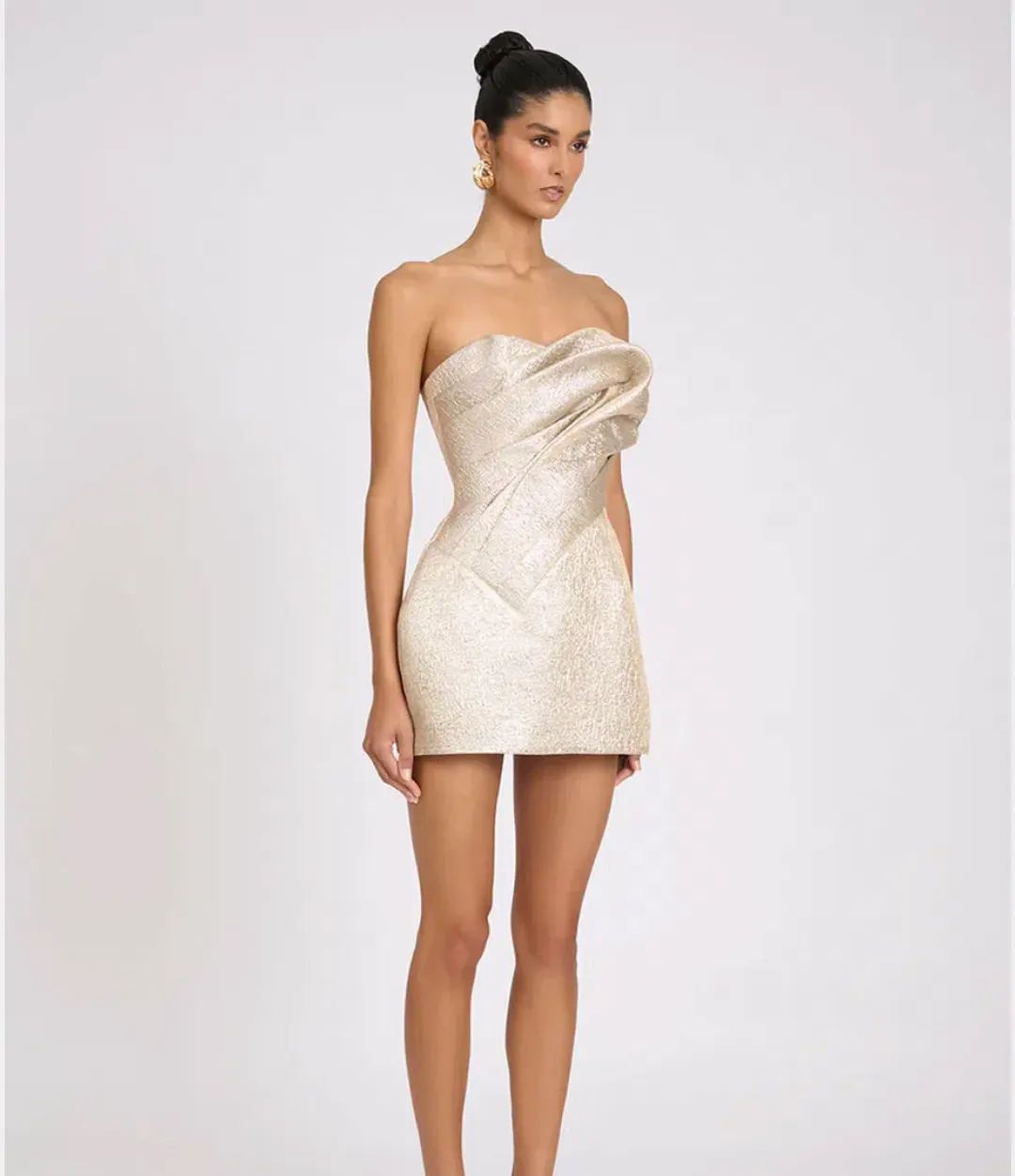 Eliya The Label Renelle Mini Dress in Gold size XS (size 6) for rent on The Volte - main image