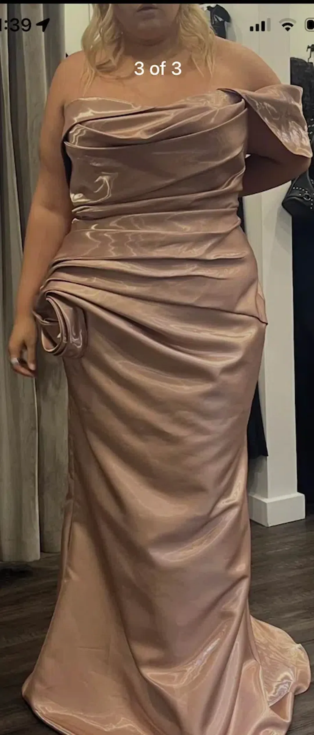 Duchess Boutique Dress Terani Couture Gown Champagne Nude color Size 16-18 for rent on The Volte - main image