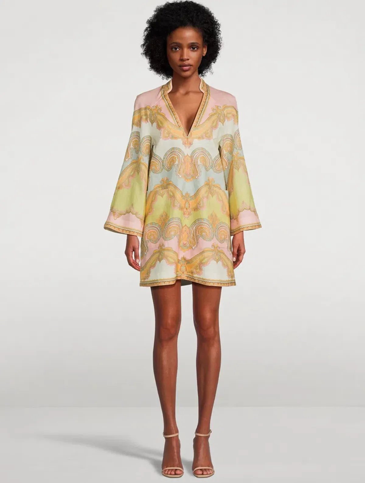 Zimmermann Maxine Tunic Mini Dress in Gold Paisley Size 2 / AU 12 for rent on The Volte - main image
