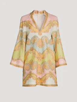 Zimmermann Maxine Tunic Mini Dress in Gold Paisley Size 2 / AU 12 for rent on The Volte - image 3