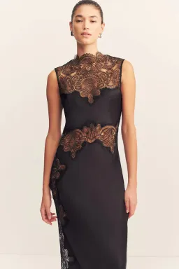 Shona Joy Jamila Lace High Neck Maxi Dress; size 8 for rent on The Volte - image 6
