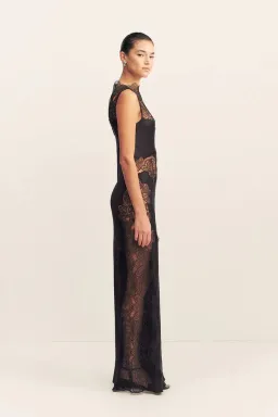Shona Joy Jamila Lace High Neck Maxi Dress; size 8 for rent on The Volte - image 4
