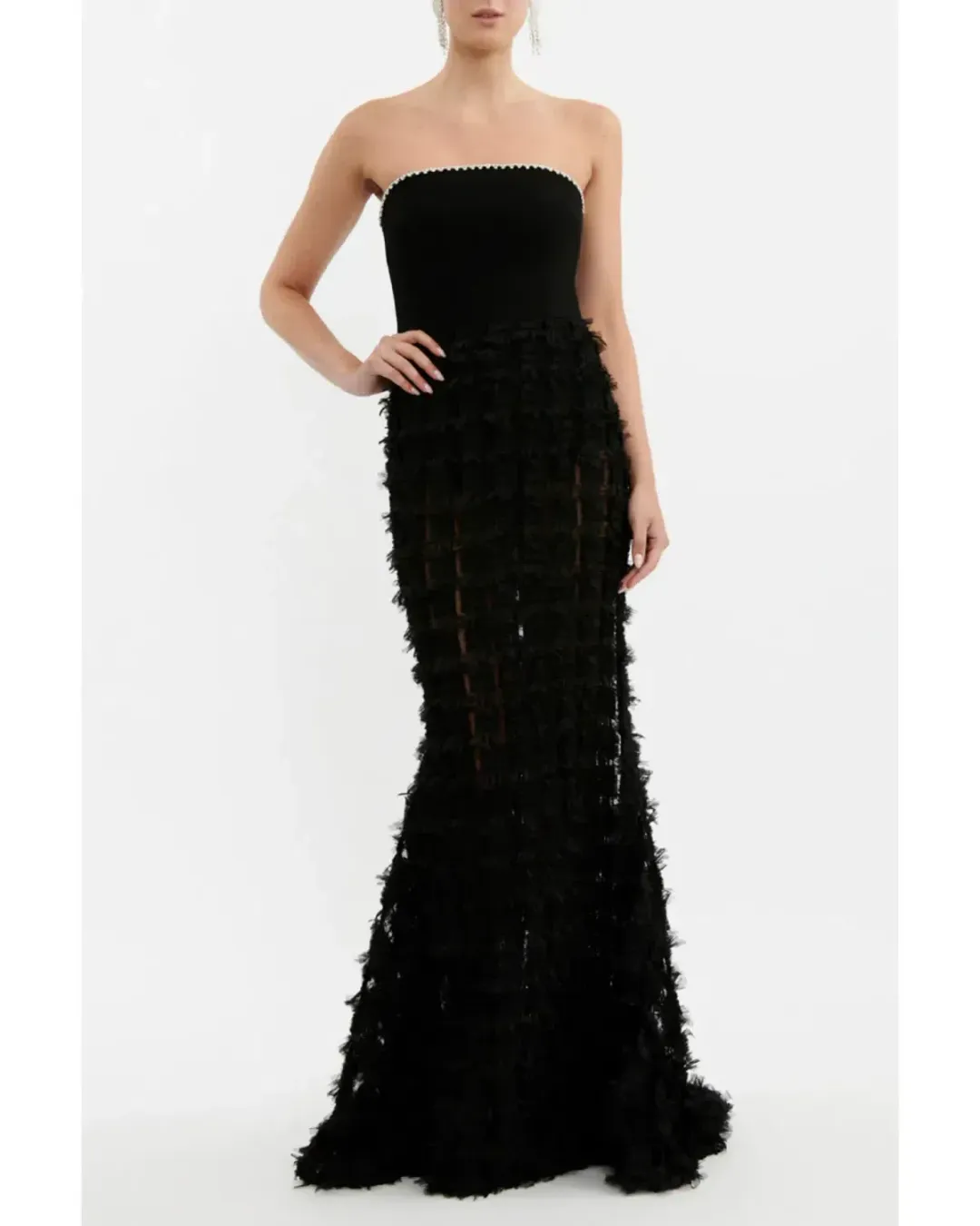 🖤 REBECCA VALLANCE Cherie Amour Gown – Black – Size 10 AU - Embellished Formal Maxi Dress 🖤 for rent on The Volte - main image