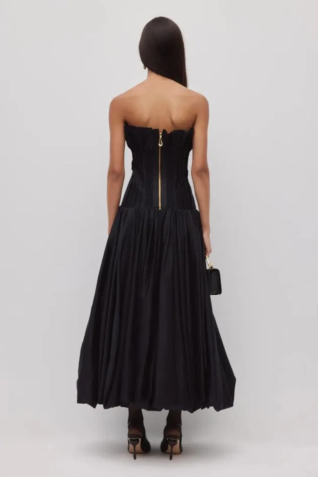 🖤 AJE Ivy Bubble Hem Gown – Black – Size 10 AU Strapless Formal Maxi Dress🖤 for rent on The Volte - main image